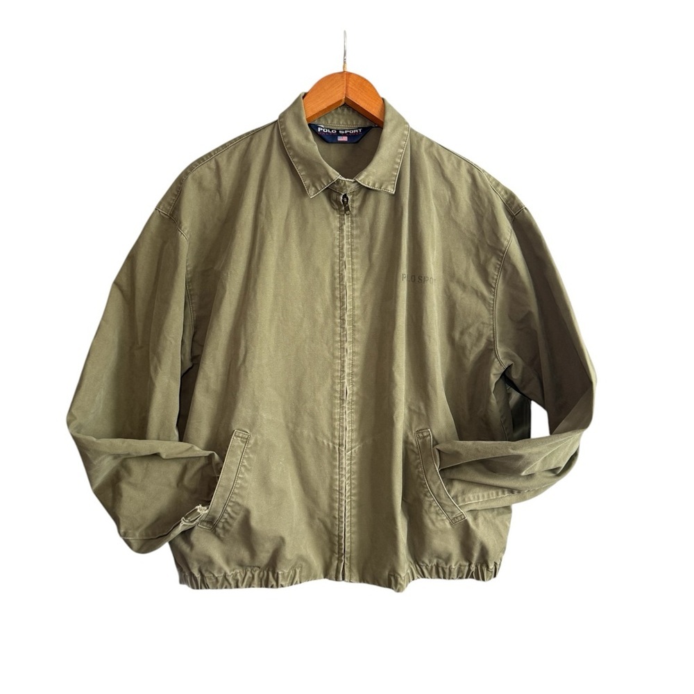 Vintage Polo Sport Ralph Lauren USA 67 Harrington Jacket Large Olive - Picture 3 of 10
